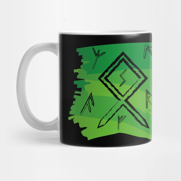 Celtic Green Paint Runes Norse Mythology Asatru by vikki182@hotmail.co.uk